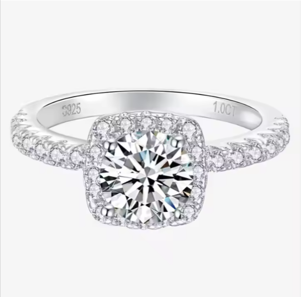 Round engagement fine jewelry rings diamond S925 Sterling Silver Moissanite Stone womens Engagement weddings ring